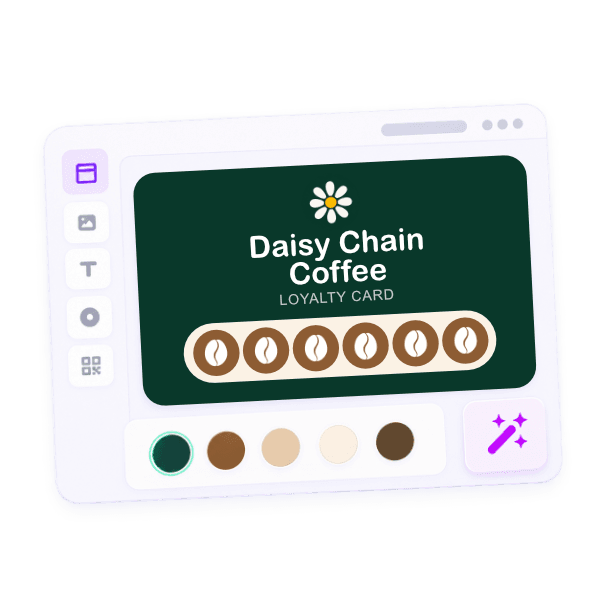 The Loytu card builder customising a Daisy Chain Coffee loyalty card
