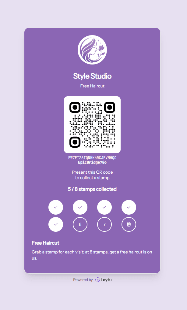 Style Studio loyalty card example